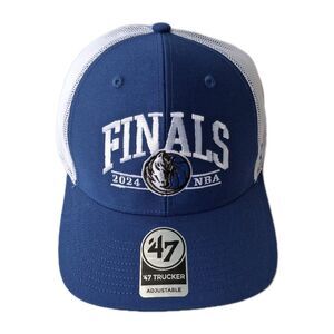 NBA Dallas Mavericks 2024 Final '47 Trucker Blue Snapback Hat Adjustable Cap NEW